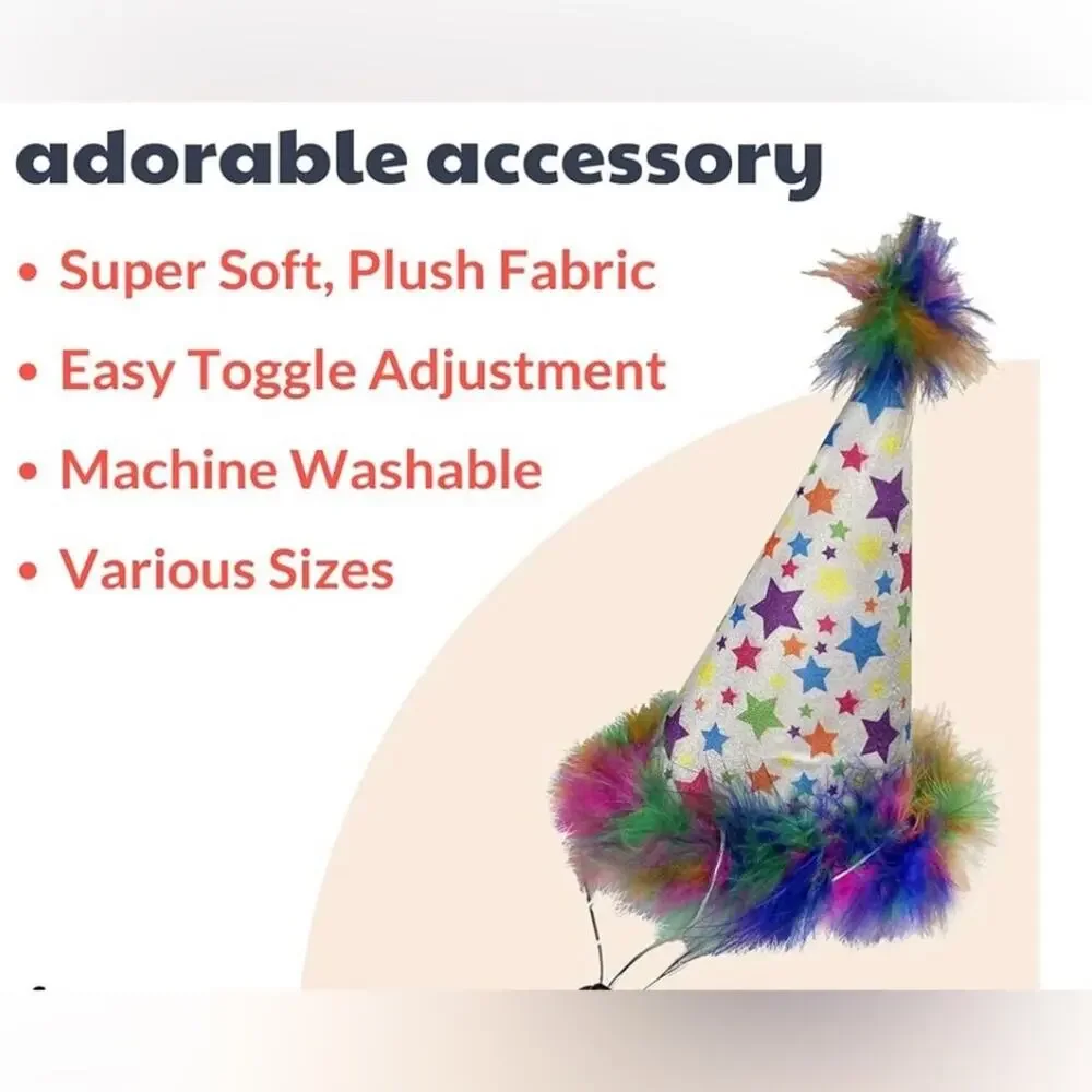 Dog/Cat Party Hat - Fun Birthday Hat w/ SnugFit Adjustable Straps -Comfy Costume